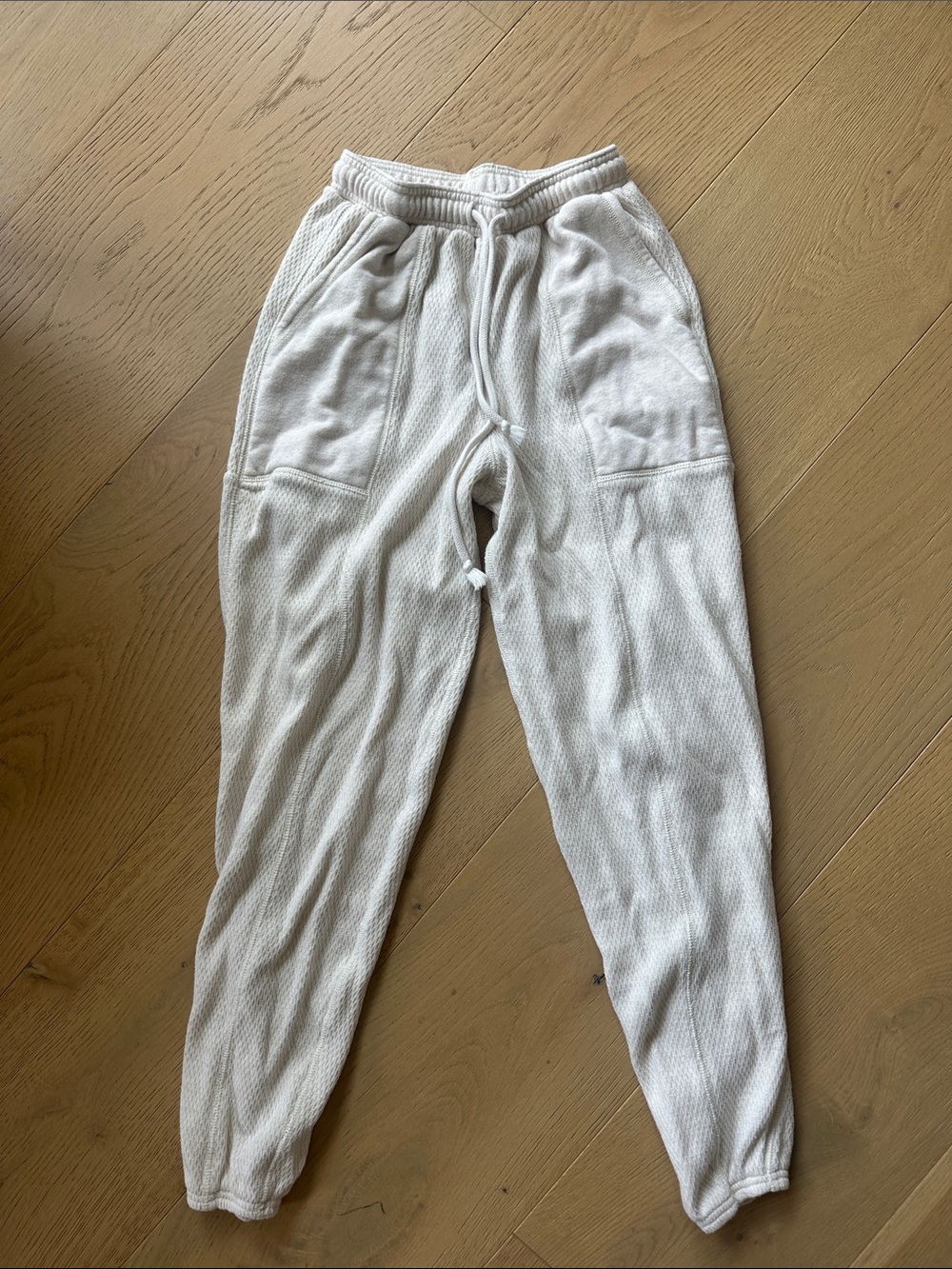 aerie Cream Waffle Knit Jogger Track Pants